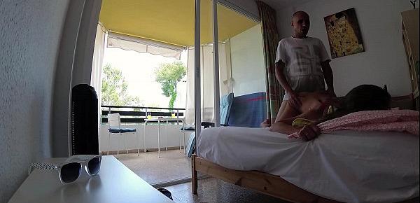  Russian girl Sasha Bikeyeva fucks hard in a hotel room Mallorca in doggy style, intensively ends with squirt and gets a lot of hot sperm on her beautiful fac